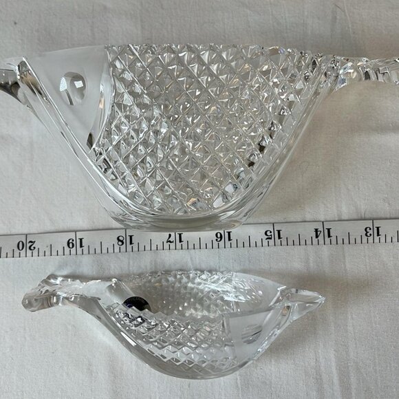 Gus Khrustanly Lead Crystal Fish Shaped Dishes Set of 2  Russian - Picture 6 of 8